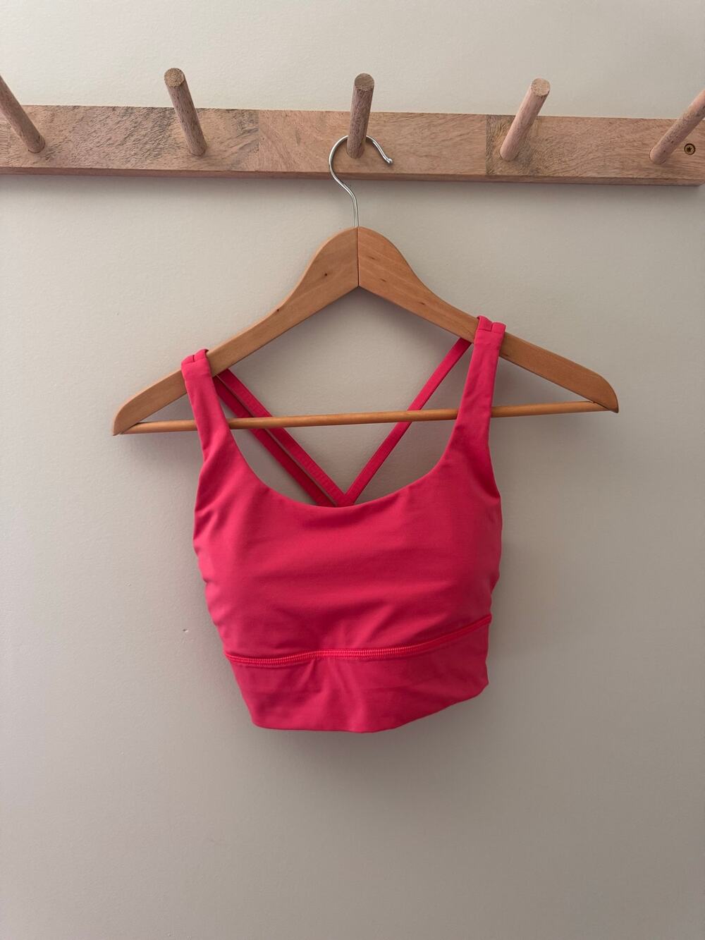 Lululemon Energy Longline Bra Size 6 Glazed Pink GLZP Medium Support Like New